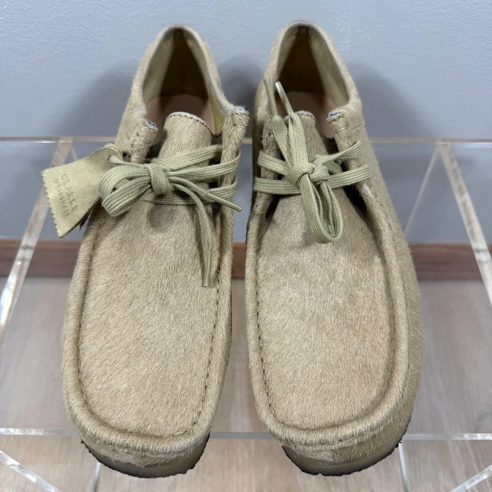 Clarks Originals Real Cow Fur Wallabee Shoes Tan Size 10.5